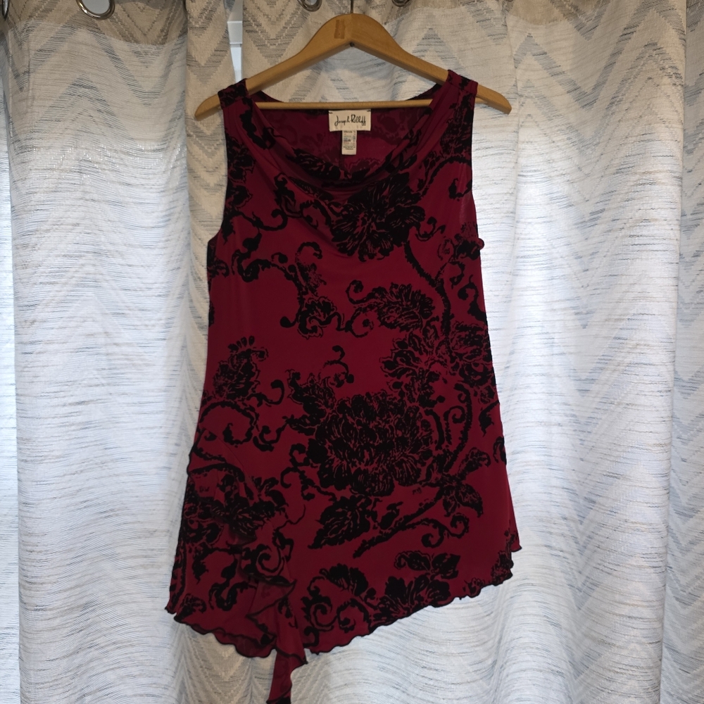 Joseph Ribkoff Red and Black Floral Sleeveless Top